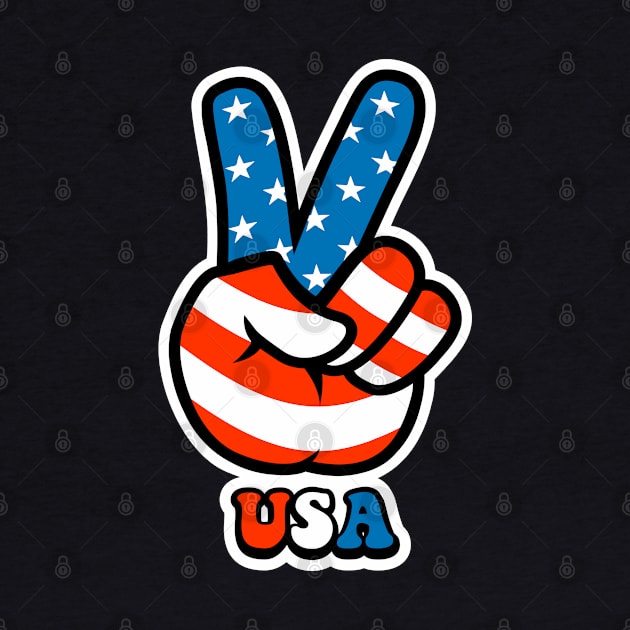 July 4th Peace Sign Freedom Fingers made of American USA Flag Symbol by ChattanoogaTshirt